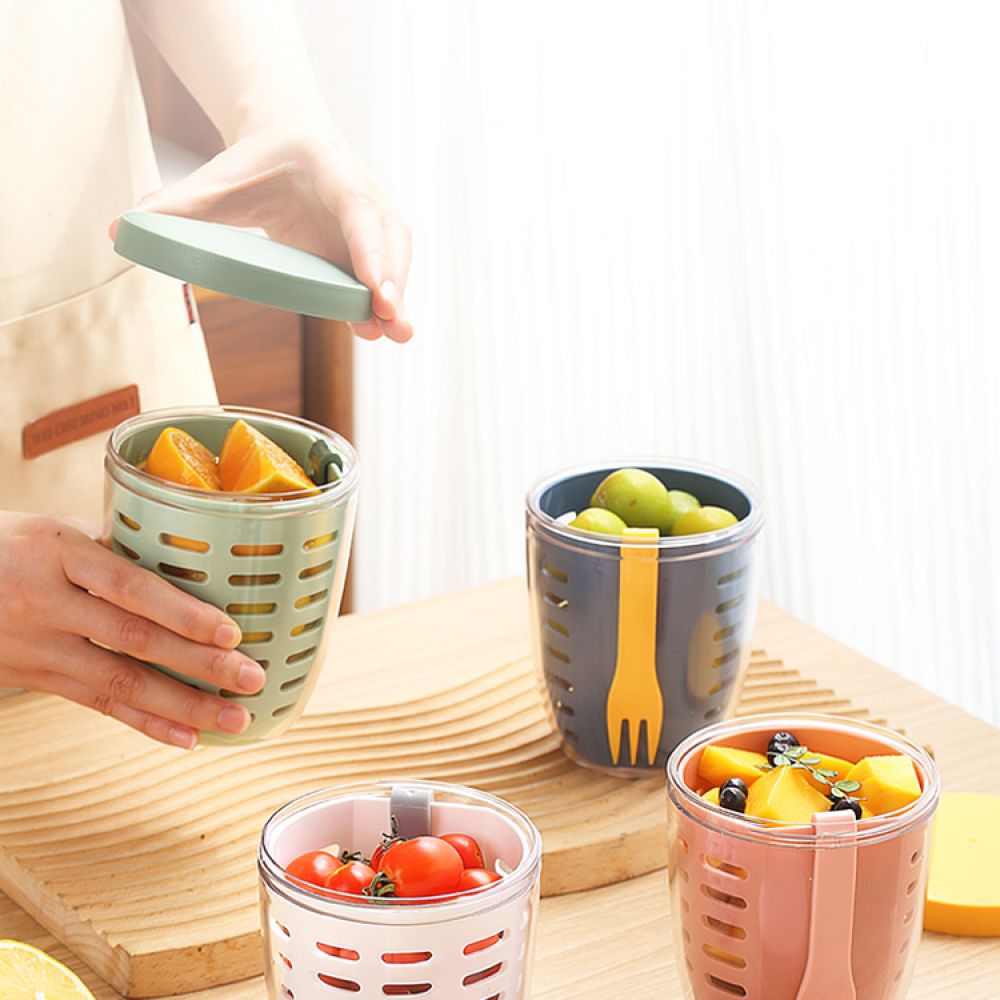 Meal Prep Bowl - Portable Salad Cup With Fork Leakproof