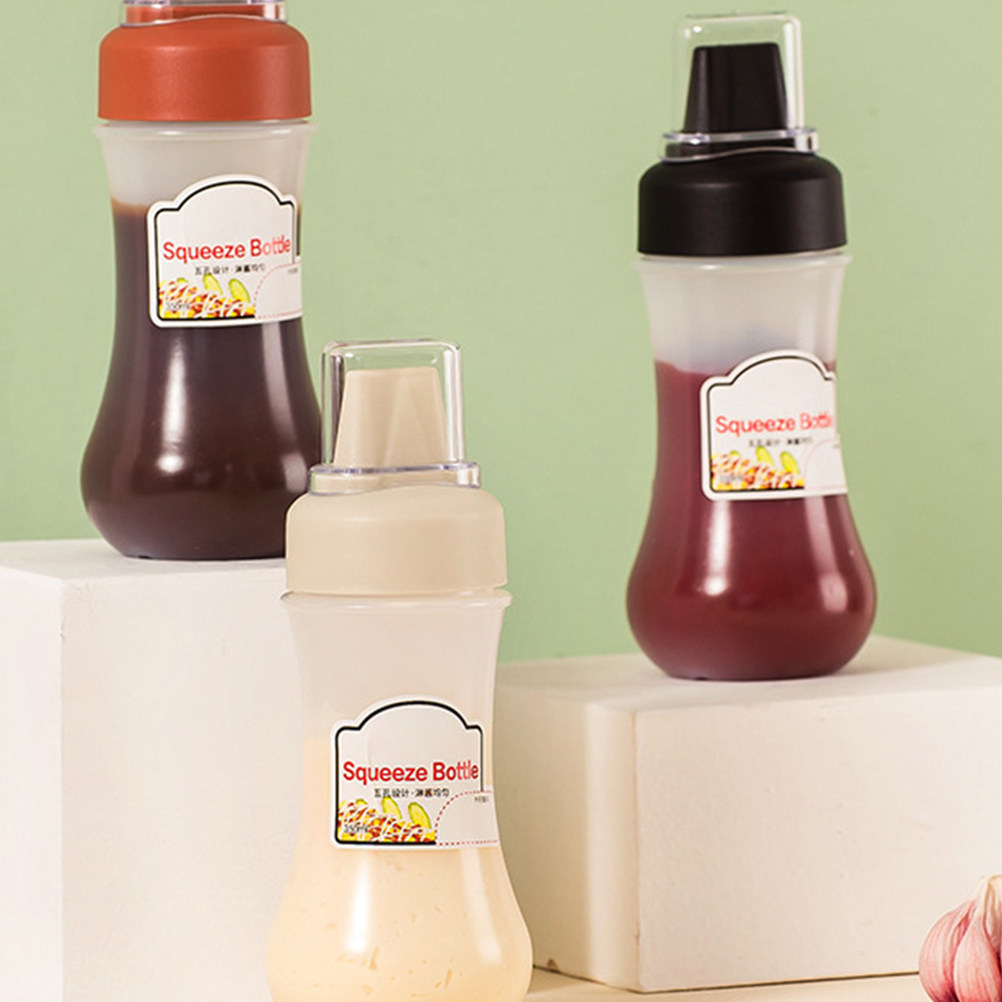 Sauce Squeeze Bottle - 3Pcs Squeeze Bottles Transparent 5-Hole Kitchen