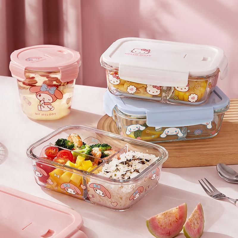 Hello Kitty Printed Bento Box  - Meal Prep Glass Containers Oven Safe review and price