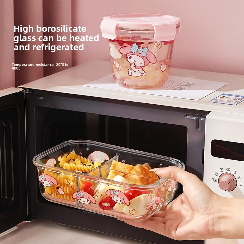 Hello Kitty Printed Bento Box  - Meal Prep Glass Containers Oven Safe review and price
