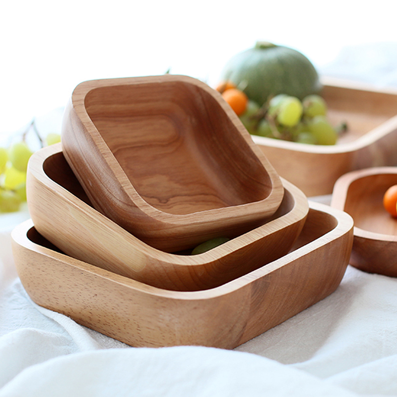 1Pc Square Wood Bowl 4 Size Fr - Meal Prep Bowl review and price