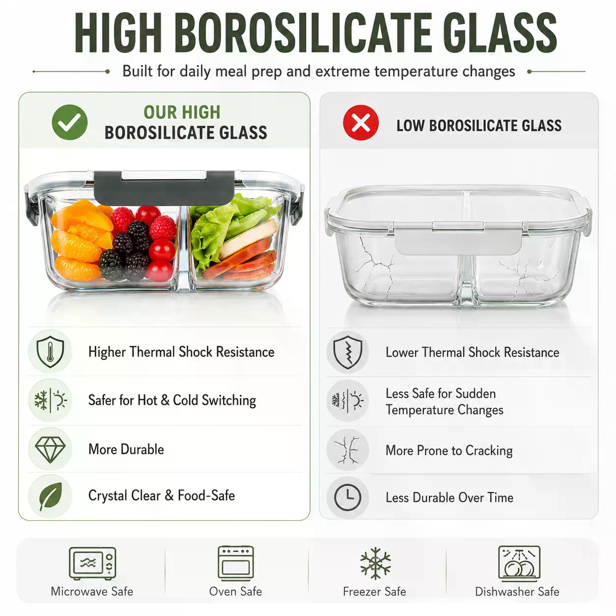 5-Pack Rectangular Borosilicat - Meal Prep Glass Containers Oven Safe review and price