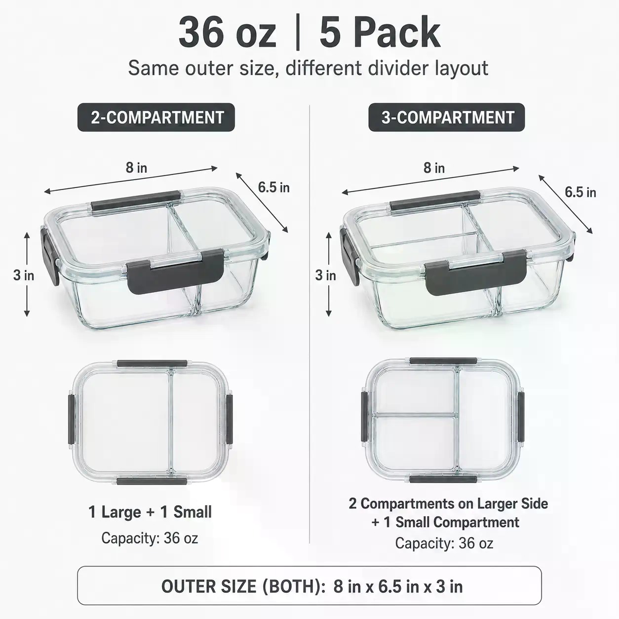 5-Pack Rectangular Borosilicat - Meal Prep Glass Containers Oven Safe review and price
