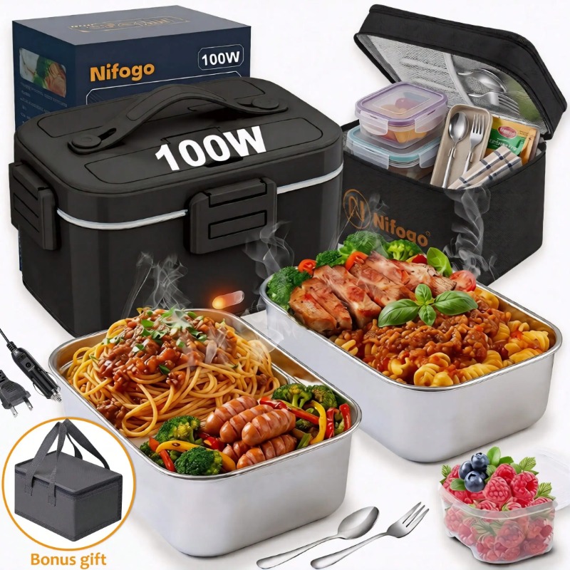 100W Electric Heated Lunch Box - Stainless Bento Box review and price