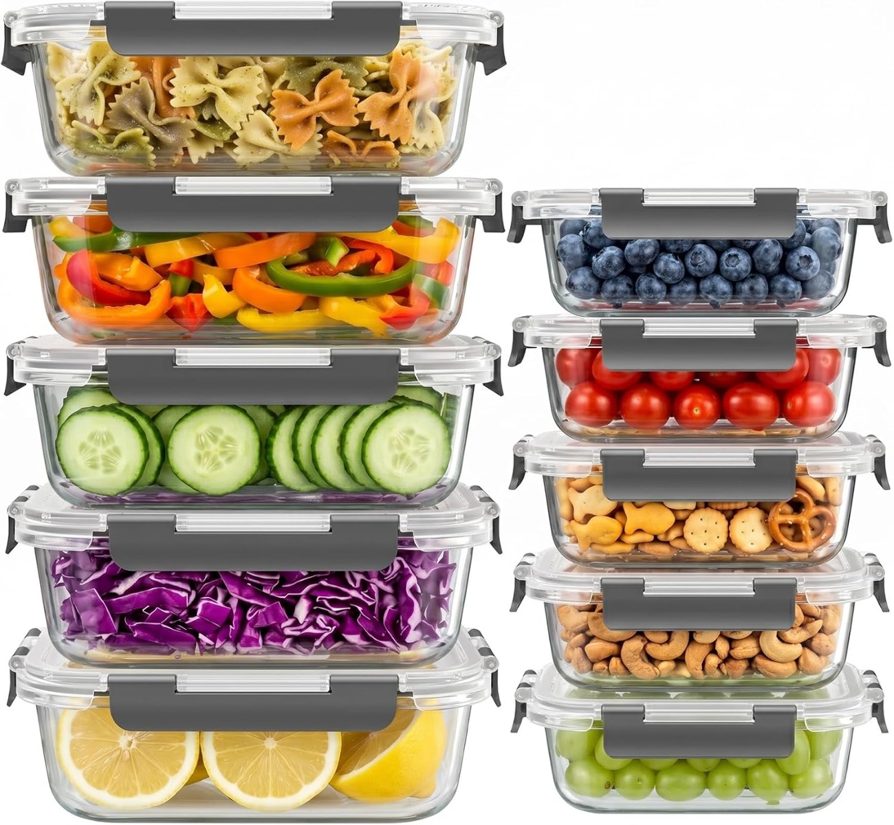 10 Sets Glass Food Storage Con - Meal Prep Glass Containers Oven Safe review and price