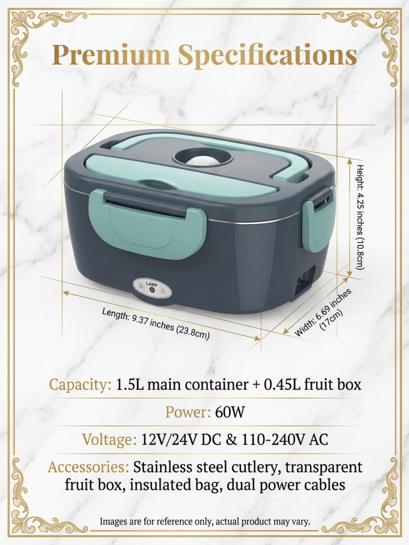 60W Electric Heated Lunch Box  - Stainless Bento Box review and price