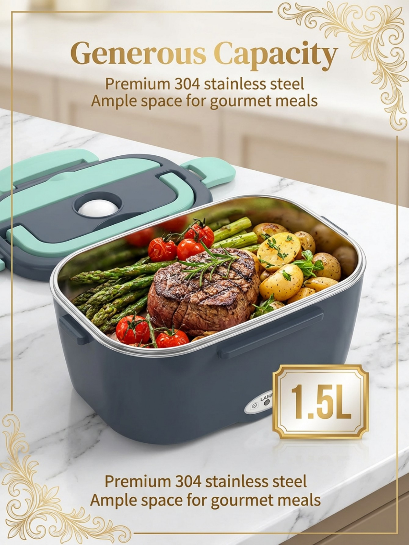 60W Electric Heated Lunch Box  - Stainless Bento Box review and price