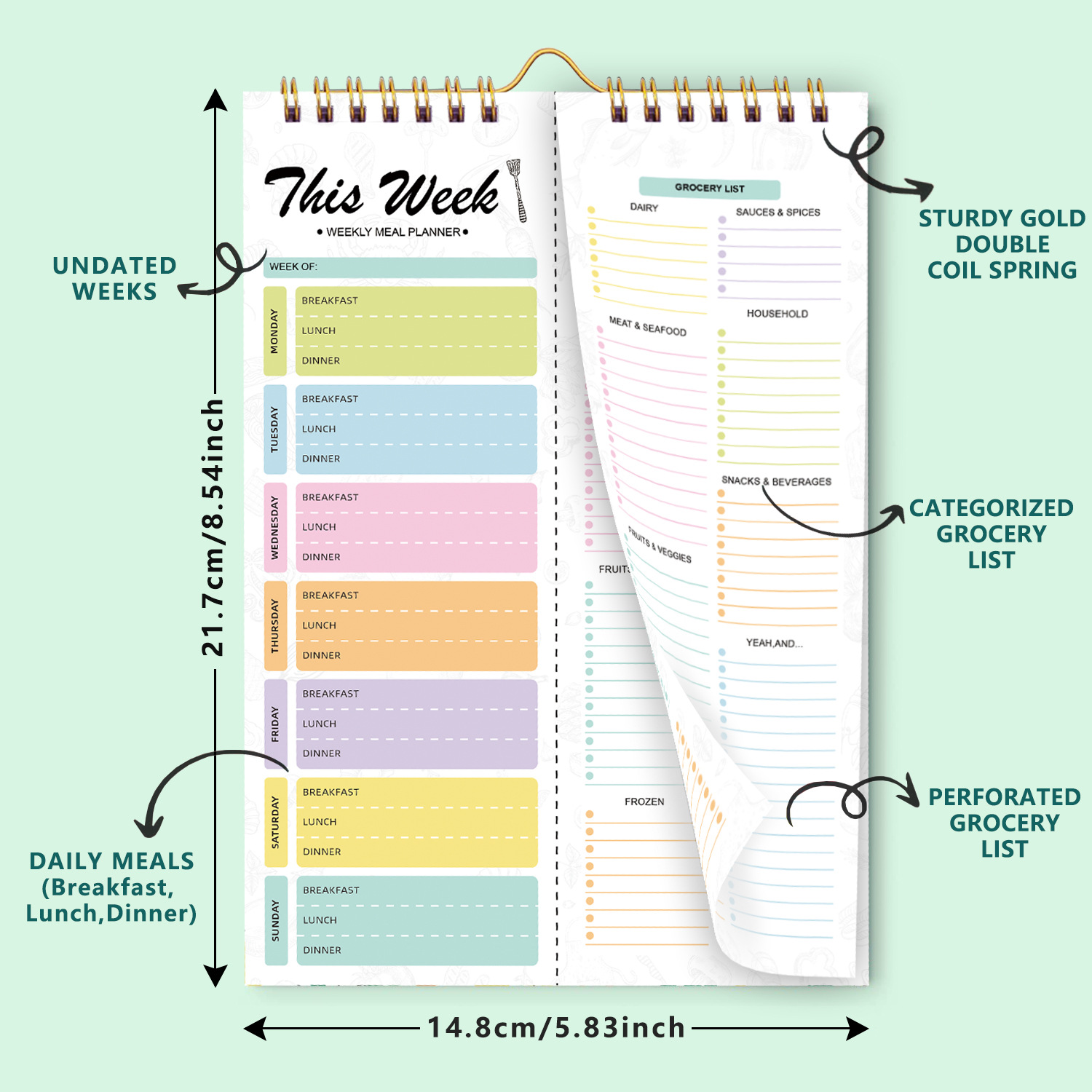 A5 Spiral Tear‑Off Notebook In - Meal Prep Book review and price